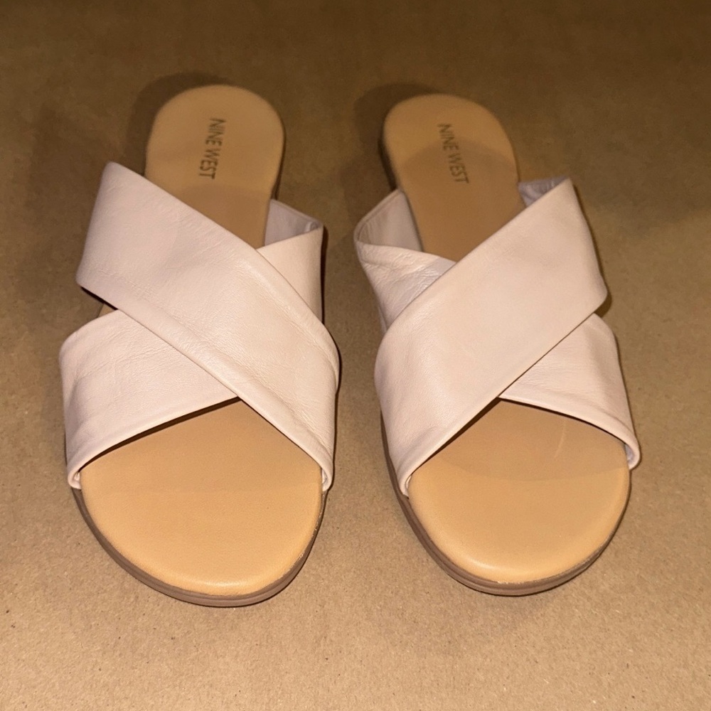 Nine West genuine leather slides. Brand new w/box.